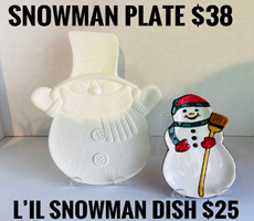Snowman Plate or L'il Snowman Dish